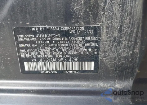 2021 Subaru Crosstrek from USA, damaged, VIN JF2GTAAC5M9314296